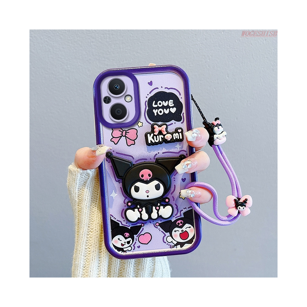 (Kuromi, Galaxy A52(4G 5G)) Kuromi 3D Cartoon Hand Strap Phone Case For Samsun 931288220746