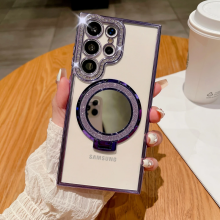 (Purple, For Samsung S24Ultra) For Samsung S24 S25 Ultra Mirror Magsafe Case for