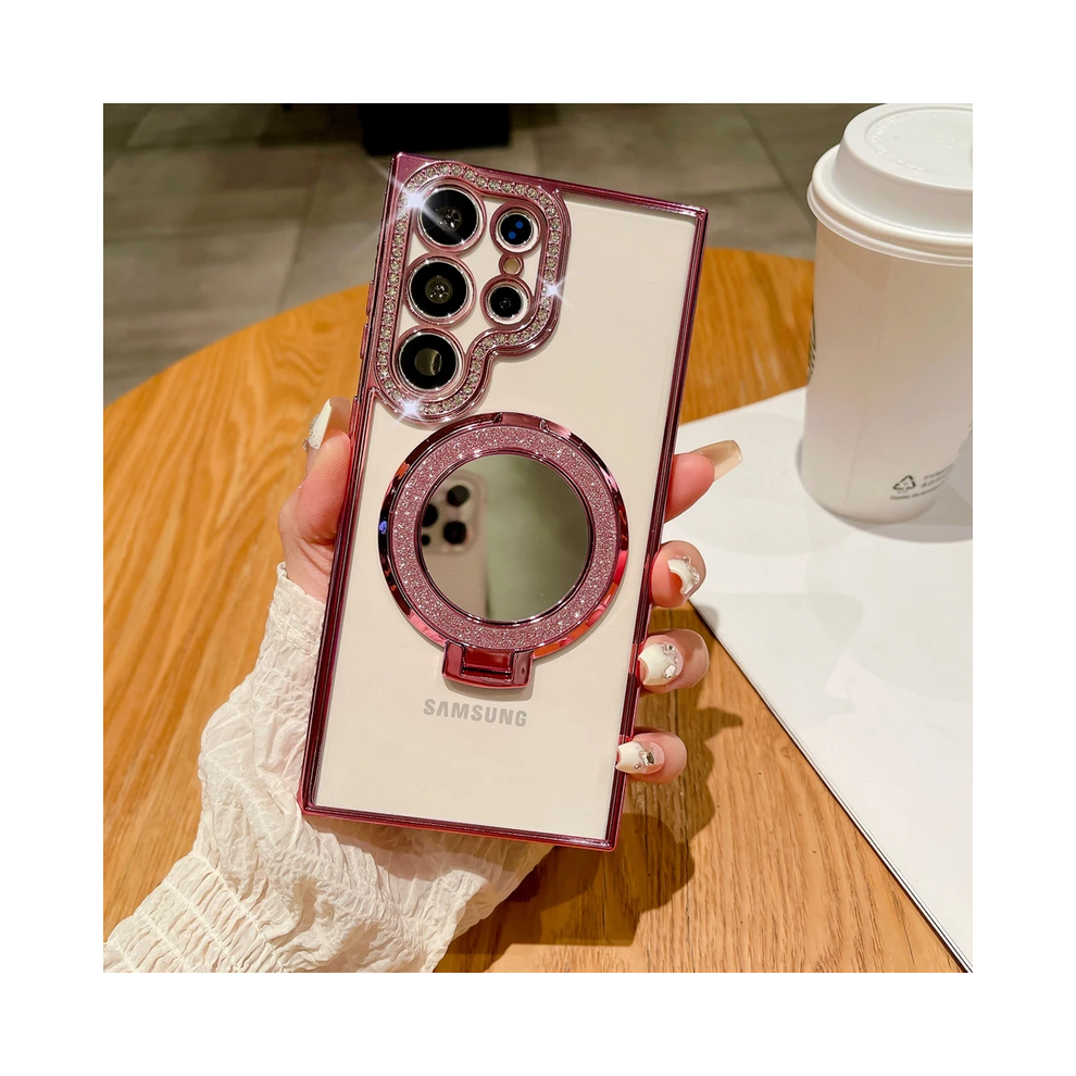 (, For Samsung S23ultra) For Samsung S24 S25 Ultra Mirror Magsafe Case For Pink 931288195372