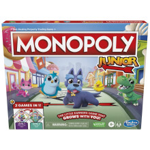 Hasbro Gaming Monopoly Junior Board Game 2-Sided Gameboard 2 Games in 1 Monopoly Game for Younger Kids Ages 4 and Up Kids Games for 2 to 6 Players