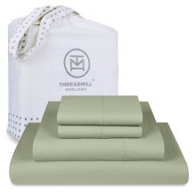 Threadmill Luxury Supima Cotton Sheets Luxury 1200 Thread Count Soft 100% Cotton Sheets for Full Size Bed 4 Pc Sage Green Bed Sheets Full Set 5-Sta