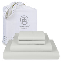 Threadmill Luxury Supima Cotton Sheets Luxury 1000 Thread Count Soft 100% Cotton Sheets for Queen Size Bed 4 Pc Light Grey Bed Sheets Queen Set 5-S