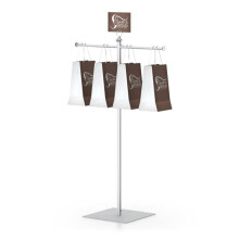 Testrite Visual Products -SBR2TP- BAG RACK W-TRAVEL BASE, SILVER, TELESCOPIC Telescopic Bag Rack Stand -Travel Base, Silver