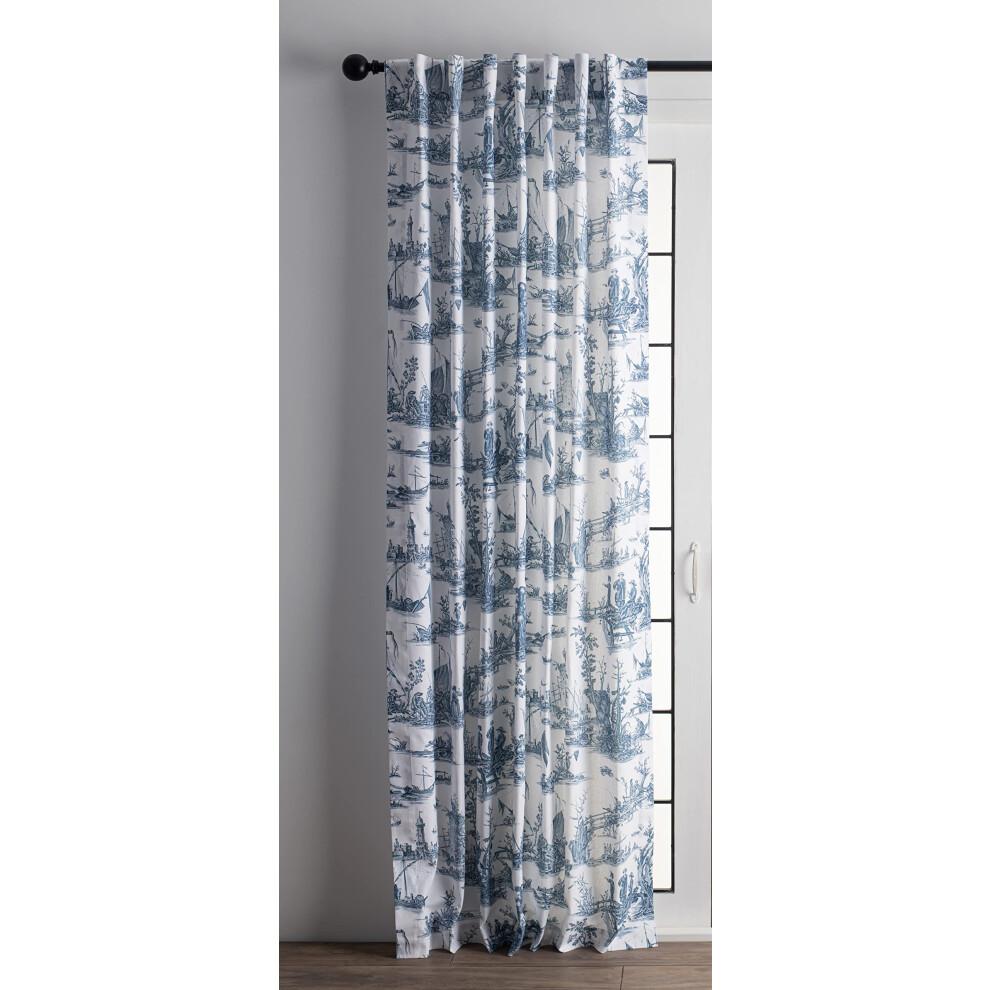 Maison d' Hermine 100% Cotton Curtain - 50x124 Blue White Background Decorative Curtain - Aesthetic Curtains for Farmhouse  Kitchen & Bedroom - for Sp-image-OPC-PFNQVS9-NEW