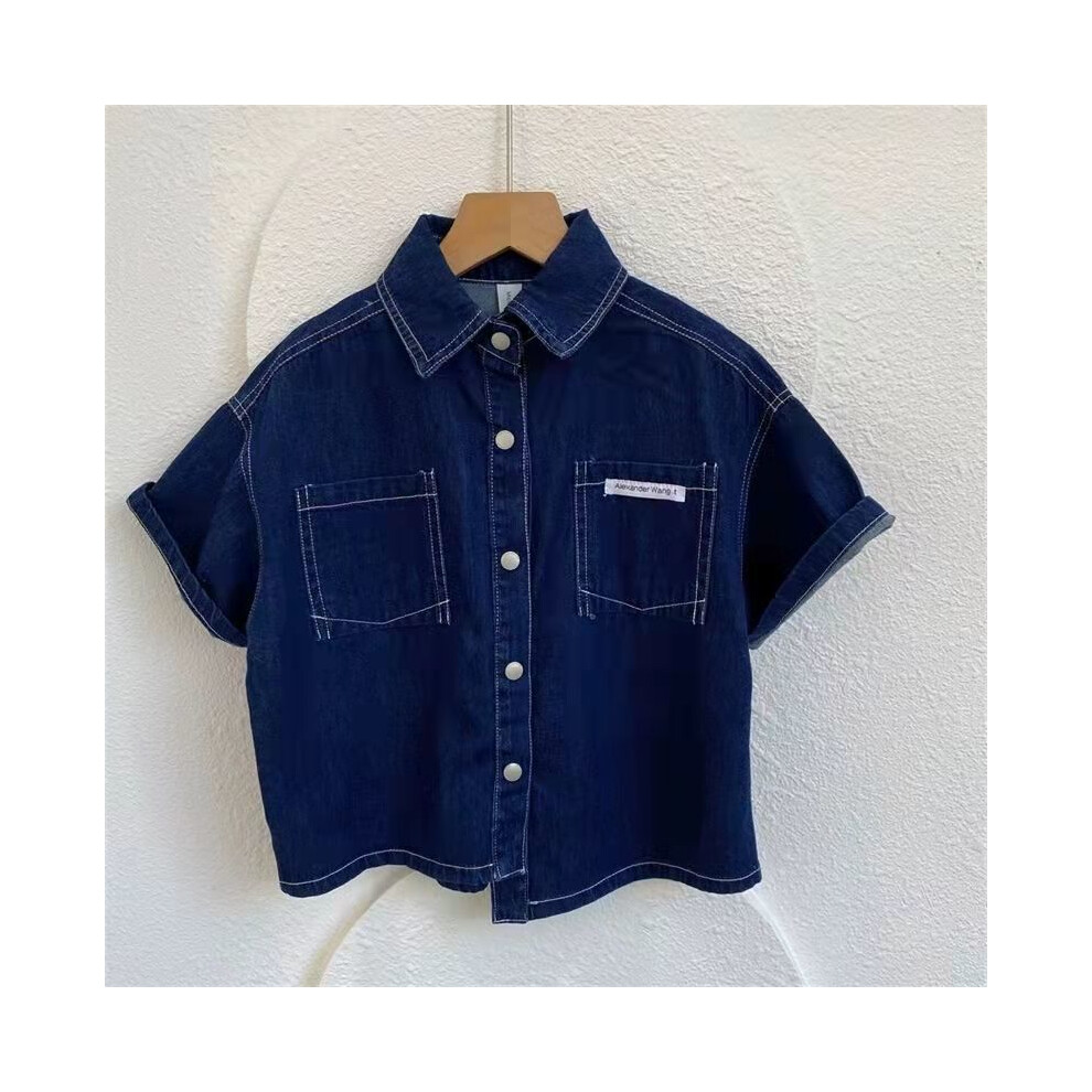 (StyleB, 140) Boys Trendy Denim Short Sleeve Outfit Ideal For Casual Spring And Summer Days-image-OPC-PGF6S5H-NEW