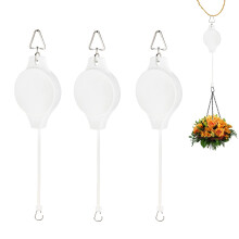 Sungmor Plant Pulleys 3PC White Adjustable Plant Hangers Indoor Outdoor Retractable Hanging Plant Hook Telescopic Higher Lower Easy Reach Ceiling H
