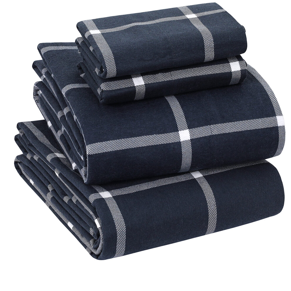 Draps Sleepdown 100 % flanelle de coton King Size - Draps de lit en flanelle ultra doux,    pais et doublement bross   , anti-boulochage, King Size,