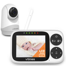 VTimes Video Babymonitor med Kamera och Ljud, 3.2" LCD Färgskärm, Ingen WiFi Nattvision VOX Läge