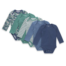 Hanes Unisex baby lang?rmet bodysuit Ultimate Flexy drenge og piger 5-pak st?vet modes?t 6-12 m?neder USA