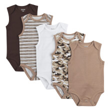 Hanes Baby M   dchen Bodys Ultimate Flexy Infant    rmellos 5er-Pack Braun/Wei   /Hellbraun 0-6M US