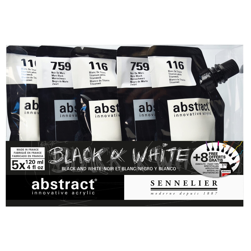 Sennelier Abstract Sets Student Acryl 120 Ml Pro Beutel Schwarz Und Wei?-image