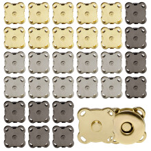 30 bottoni magnetici color prugna per vestiti, borsette, album, lavori di cucito fatti in casa (Nero+Oro+Argento)