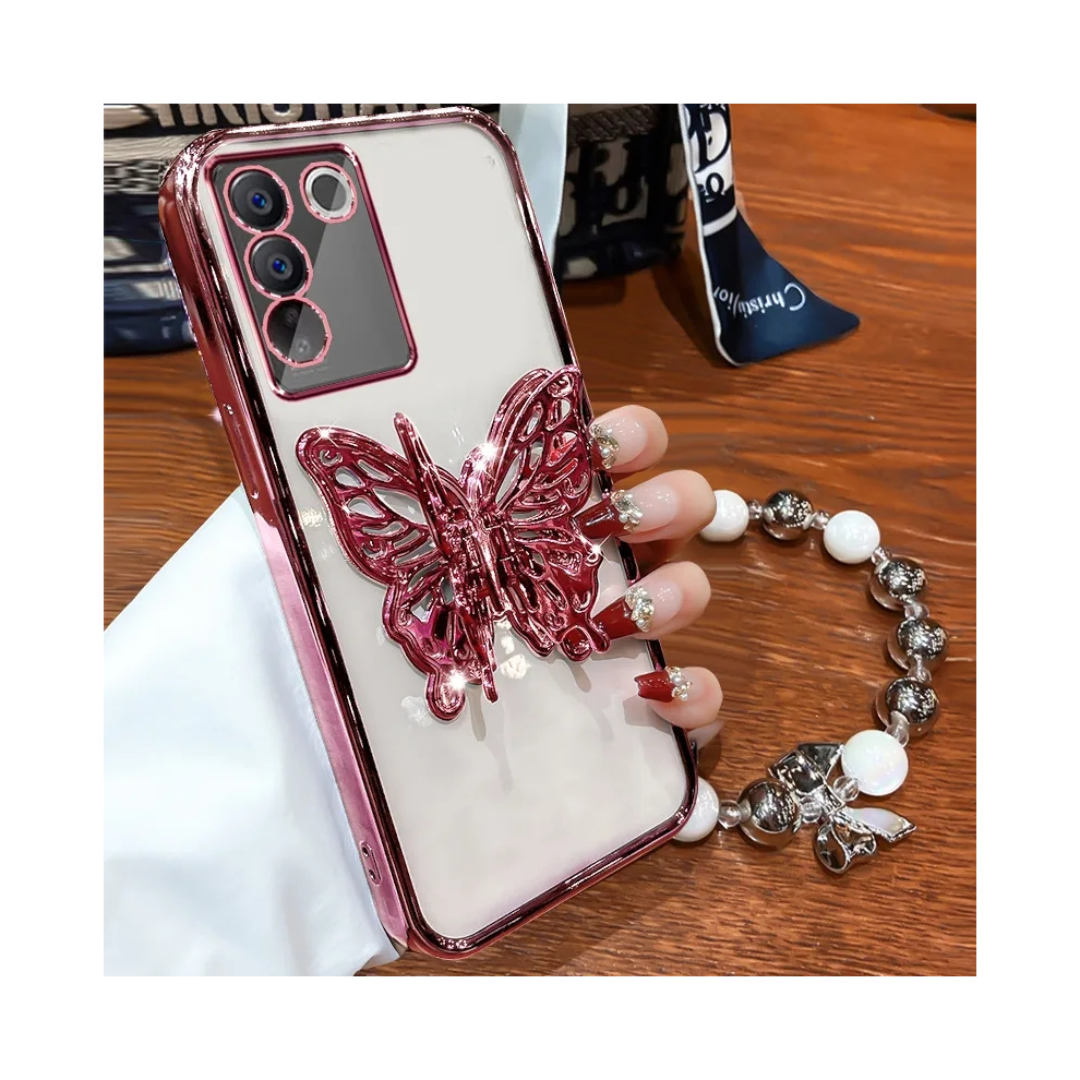 (H, S10 Plus) 3D Butterfly Phone Holder Bead Bracelet Glitter Pl 931288246197