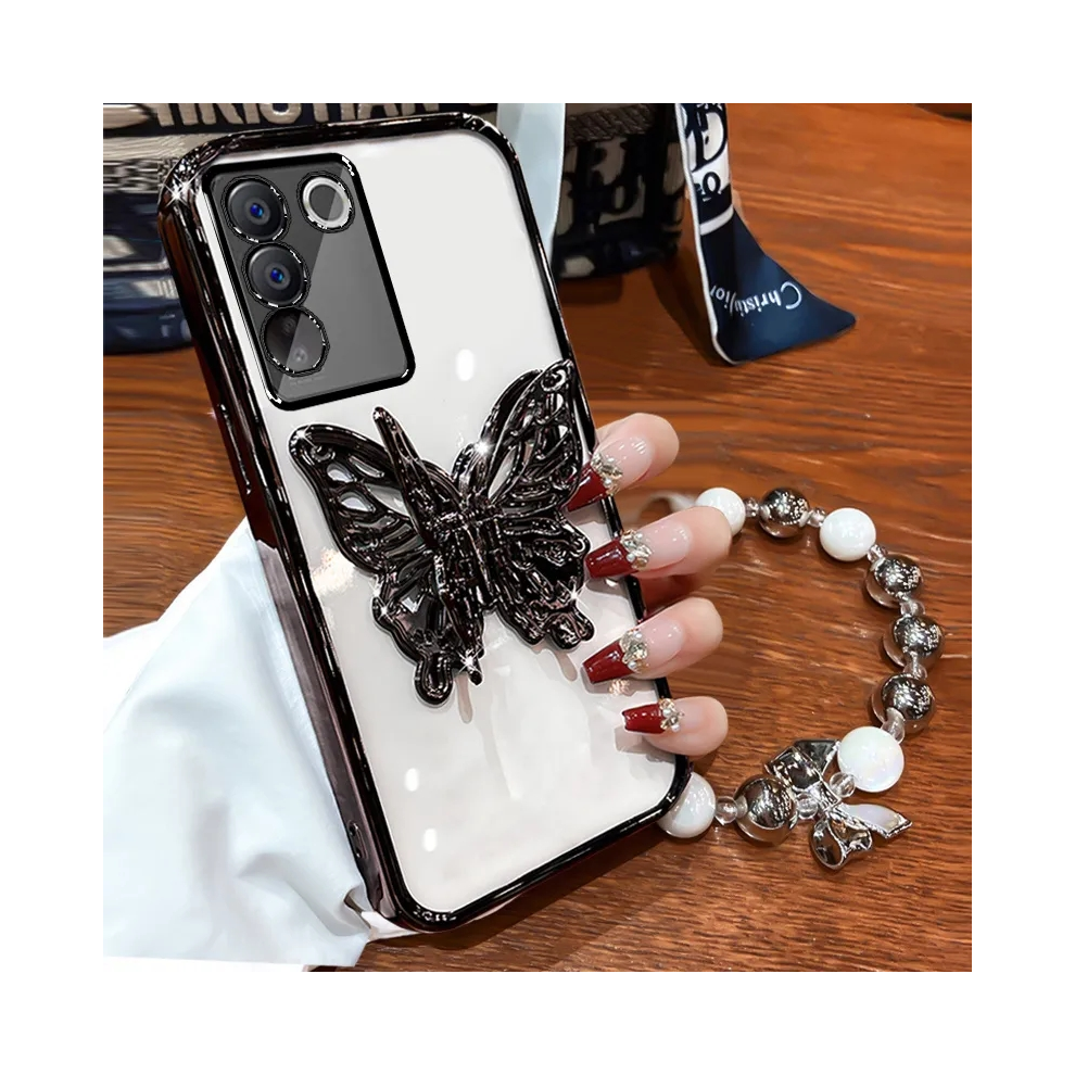 (F, S10) 3D Butterfly Phone Holder Bead Bracelet Glitter Pl 931288247231