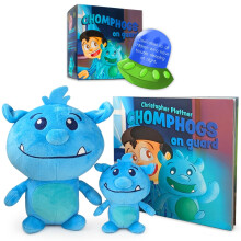 Mint Bucket Chomphogs on Guard - Set regalo per bambini spaventati dal buio - Libro di fiabe e compagno di letto - Animali di peluche morbidi - I
