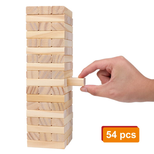 GOTHINK Παιχνίδι Πύργος για Παιδιά και Ενήλικες, 54pcs Ξύλινο Παιχνίδι Στοίβαξης 2