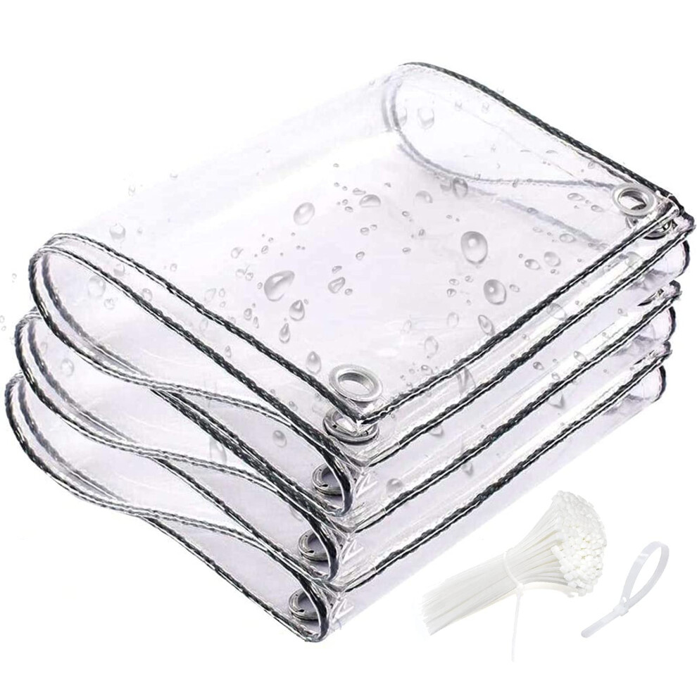 10 X 10 Ft Clear Waterproof Tarp Pvc 11.8 Mil Tarpaulin With Grommets And Cable Tie Duty Heavy Tear Resistant Cover For Camping Plants Greenhouse 754988420717