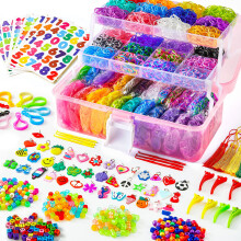 INSCRAFT 17500+ RUBBER LOOM BANDS MED 3 LASSE PINK CONTAINER 28 FARVER 600 S-CLIPS 352 PEAKS 40 Cartoon Pendant Armb?nd Making Refill Kit til b?r