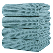 POLYTE Microfiber Oversize Quick Dry Lint Free Bath Towel 60 x 30 in 4 Pack green Waffle Weave