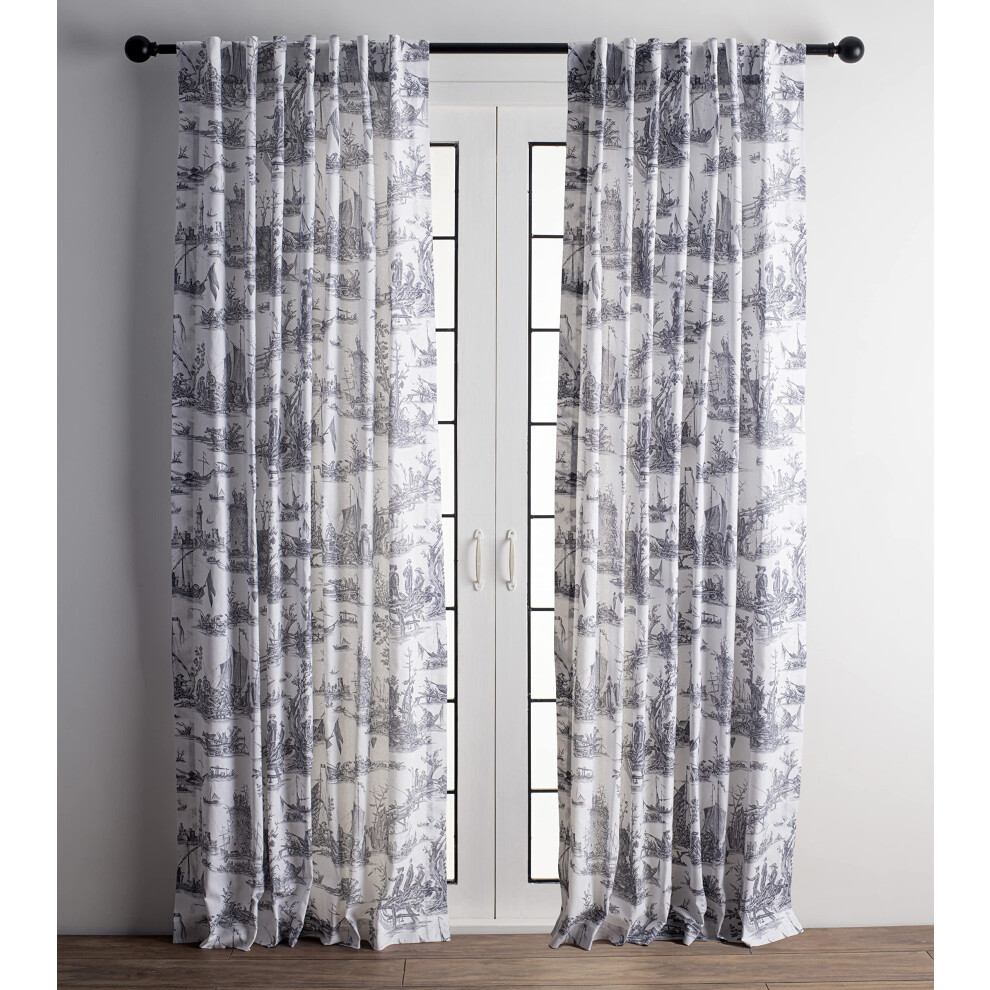 Maison d' Hermine 100% Cotton Curtain - 50x108 Paloma Grey White Background Decorative Curtain - Aesthetic Curtains for Farmhouse  Kitchen & Bedroom --image-OPC-PFNQVSR-NEW