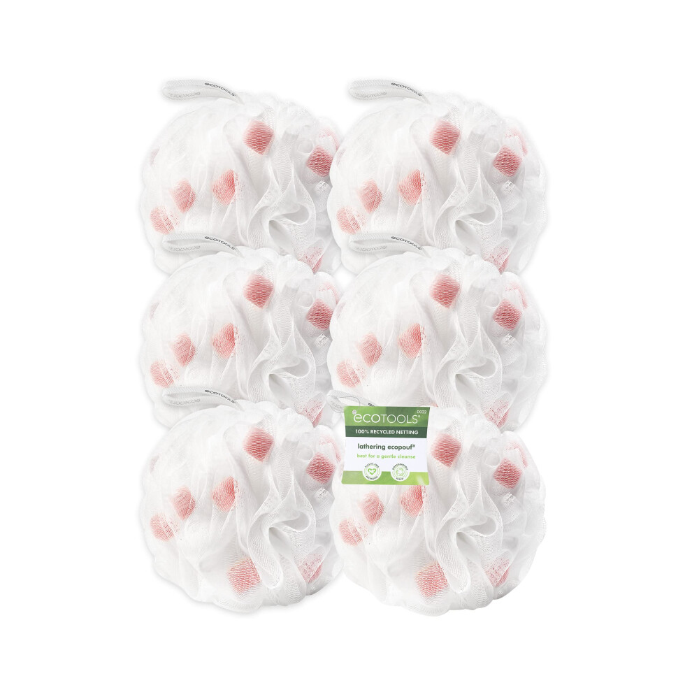 EcoTools Lathering EcoPouf  Soft  Recycled Netting  Infused Loofah for The Ultimate Lather  Bath Accessory for Men & Women  Gently Exfoliates  Bath &