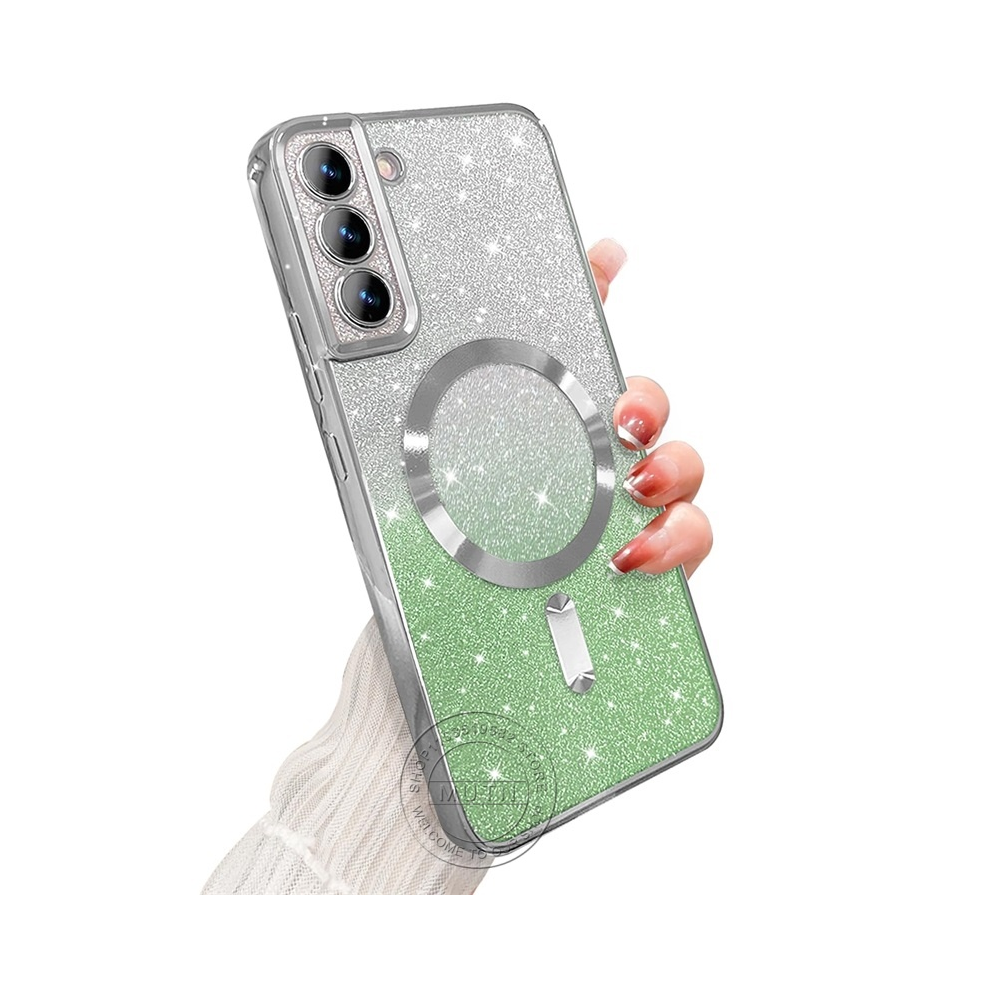(Silver Green, For Galaxy S23fe) Glitter Bright Cover For Samsung Galaxy S25 S24 S2 Green,Silver 931288280320