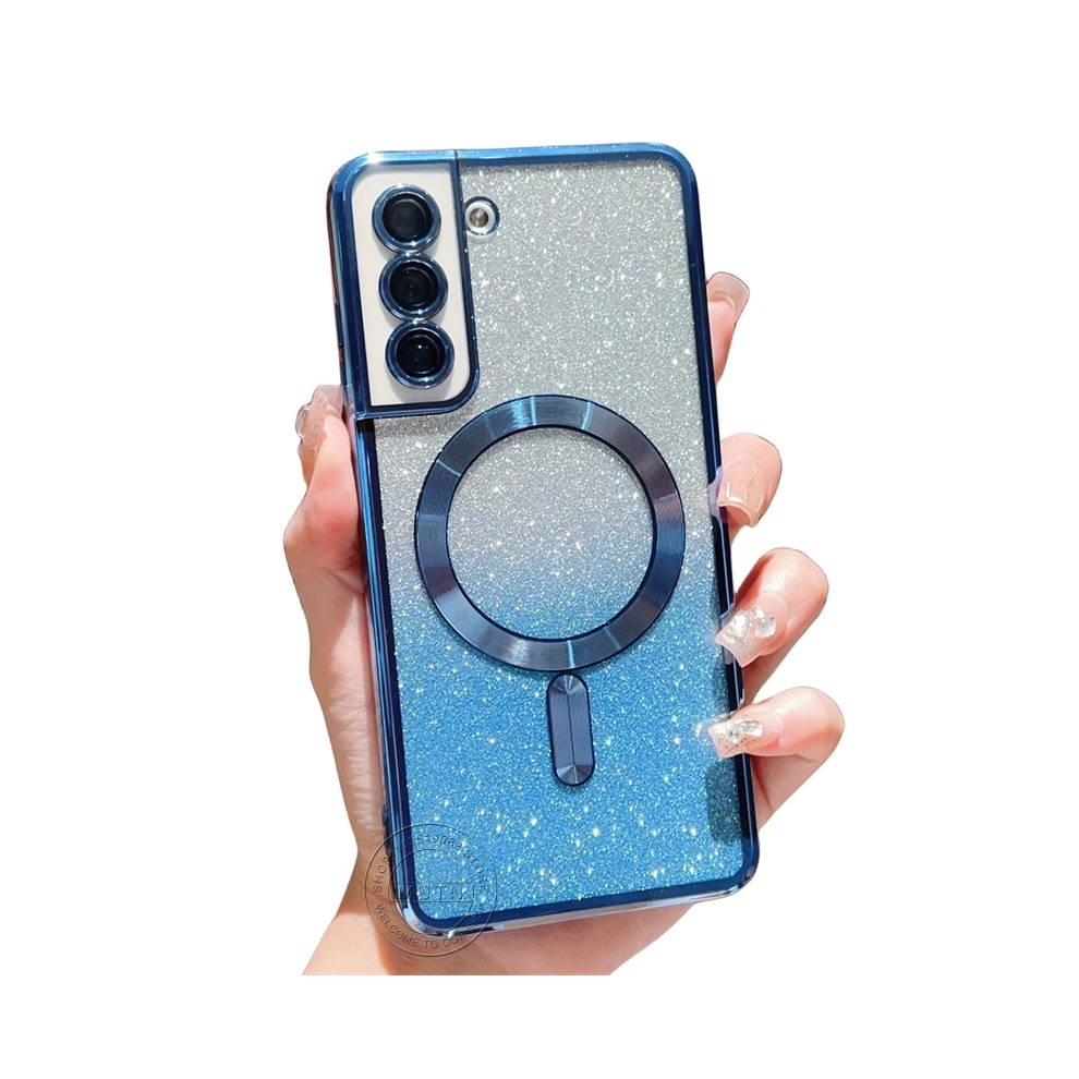 (Navy, For Galaxy S24fe) Glitter Bright Cover For Samsung Galaxy S25 S24 S2 Blue 931288280887