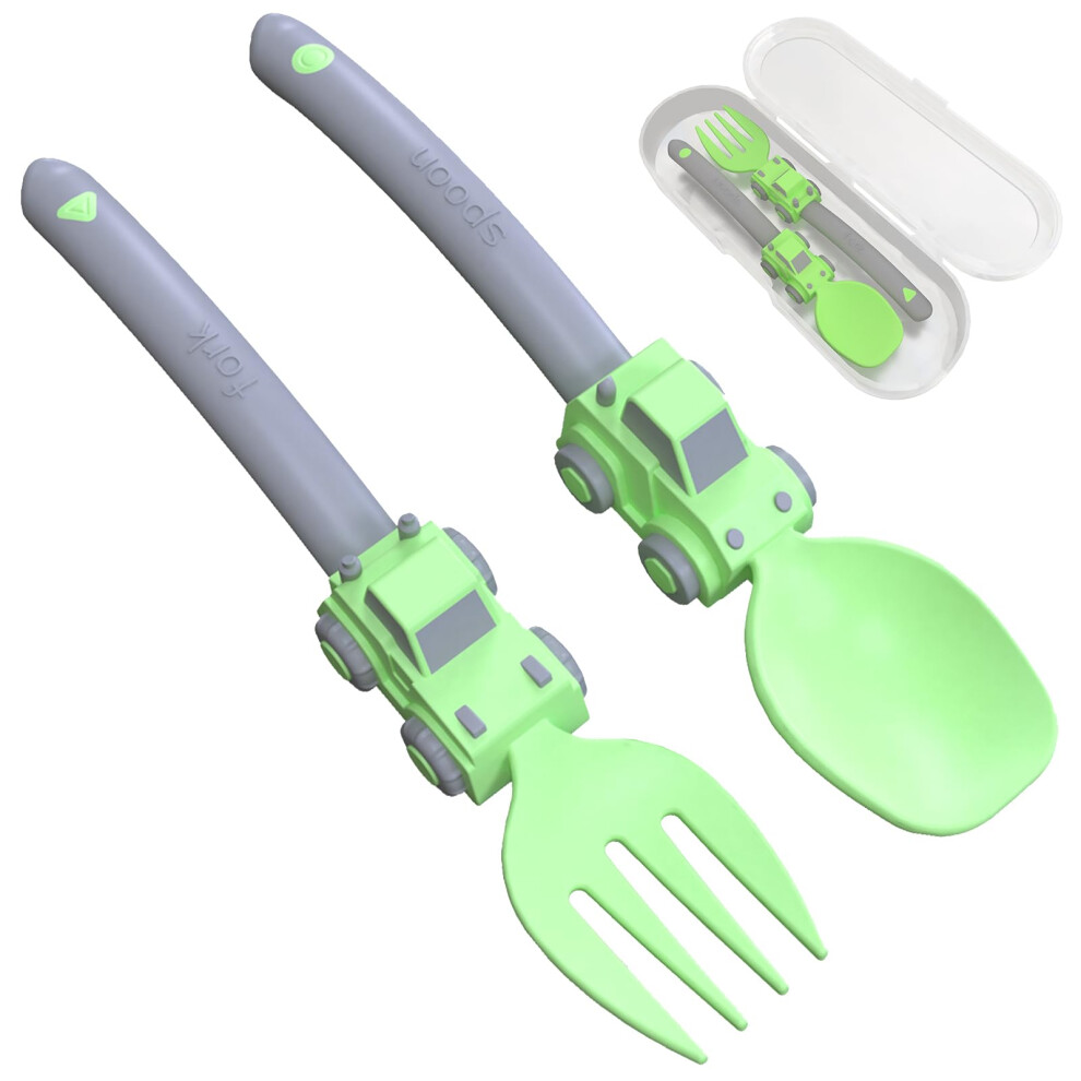 ?T????? Construction Toddler Utensils - Toddler Forks And Spoons - Toddler Spoon And Fork Set - For Toddler Utensils - Baby Utensils - Portable Utensil Set Fo