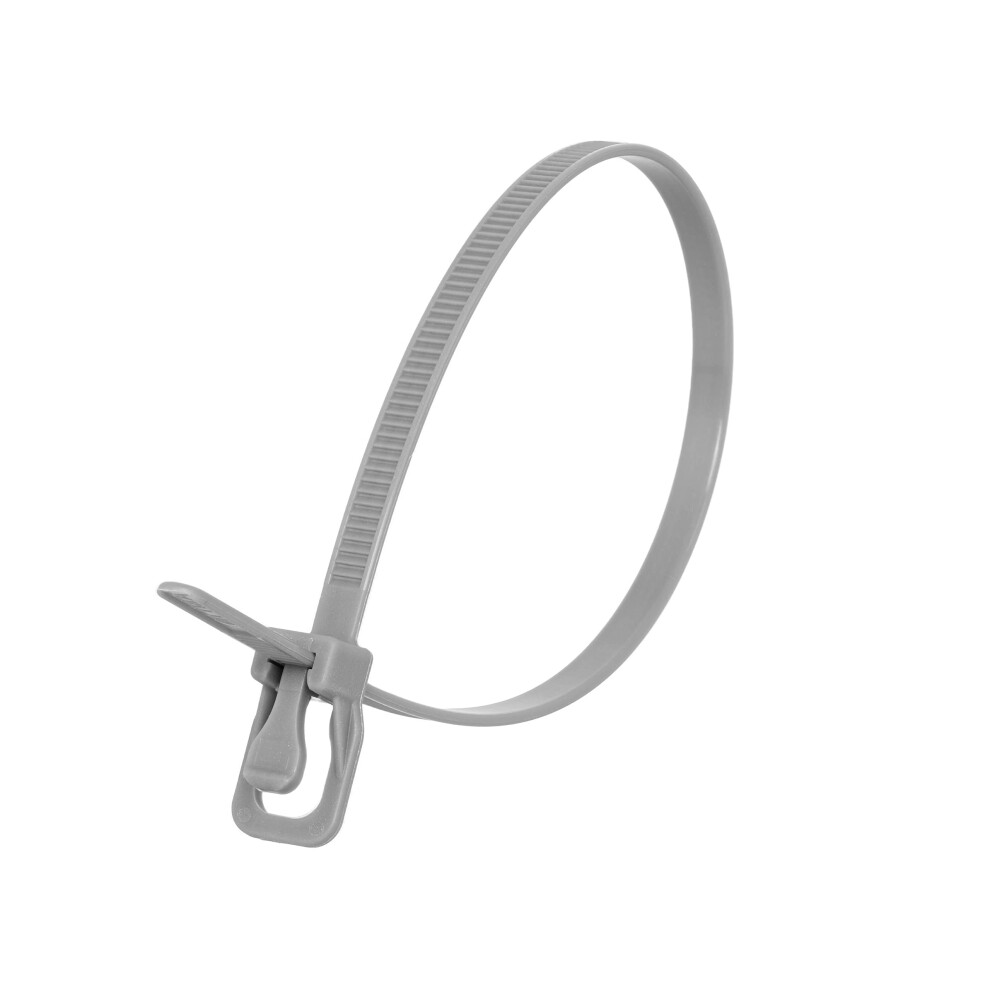 Retyz Everytie 6 Inch Gray Releasable Reusable One-Handed Tool-Free Patented Cable Tie And Zip Tie Solution - 100 Pack 845425029140
