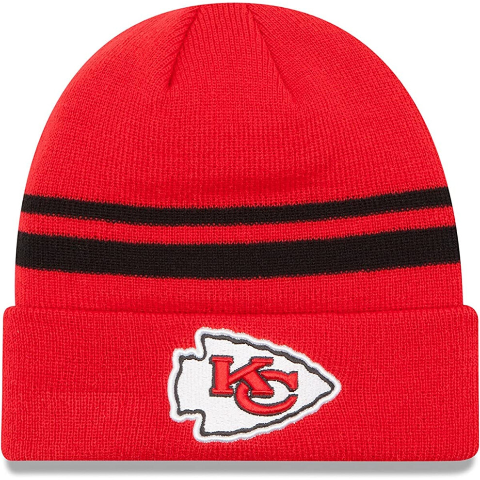New Era Unisex-Adult NFL Official Sport Knit Classic Striped Knit Beanie Cold Weather Hat Kansas City Chiefs  One Size