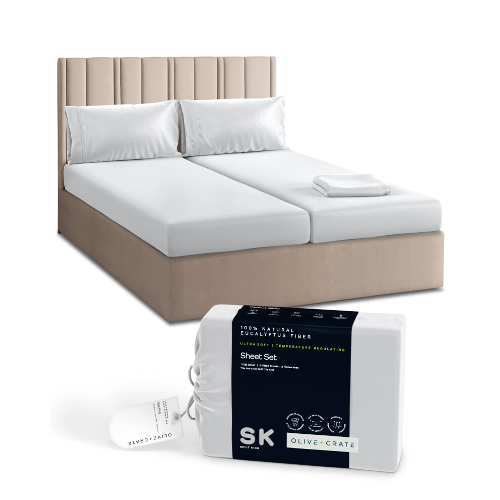 Parure de lit king size Olive + Crate Split pour lit r   glable 100 % Tencel certifi    Fibre d'eucalyptus d'Autriche Mieux que la soie Lin Bambou et