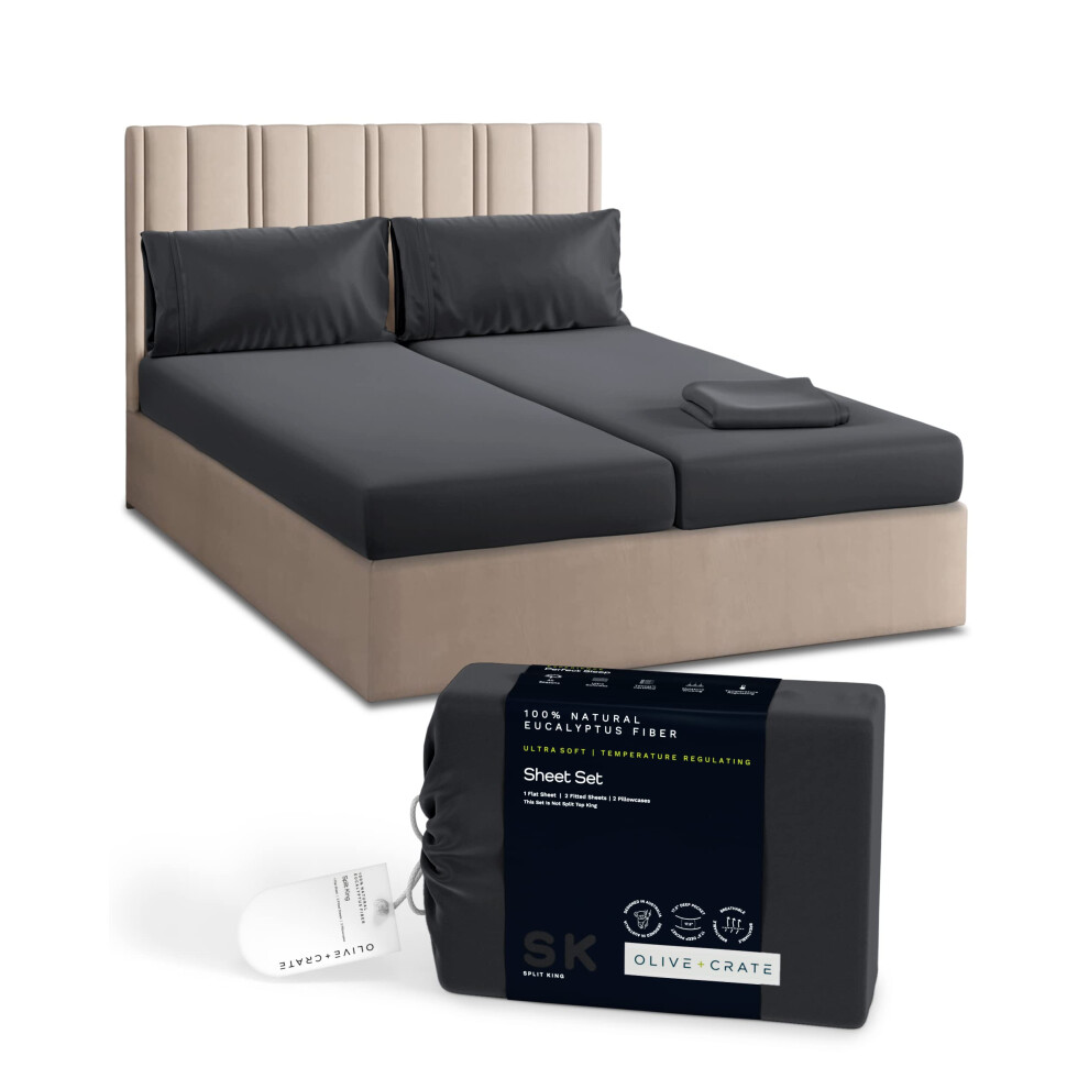 Parure de lit king size Olive + Crate Split pour lit r   glable 100 % Tencel certifi    Fibre d'eucalyptus d'Autriche Mieux que la soie Lin et coton