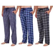 3 Pack: Herren groe groe Kingsize -Pyjama Hosen Baumwolle Superweiche Pyjamas Mnner Flanellboden Fleece Buffalo Plaid PJ Lounge Hosen Nachtws