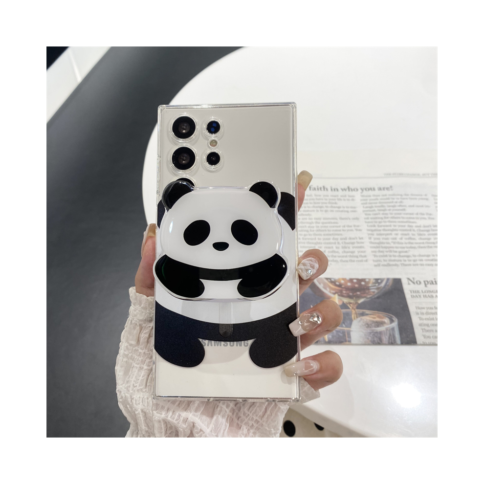 (Case A with Stand, For Galaxy S24Plus) Korean Cute Magnetic Stand Grip Tok Cartoon Panda-image-OPC-PGF78RW-NEW