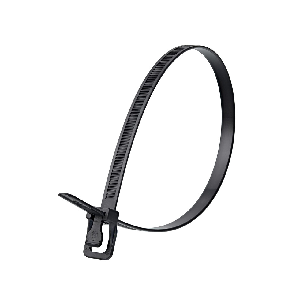Retyz Worktie 14 Inch Black Releasable Reusable One-Handed Tool-Free Patented Cable Tie And Zip Tie Solution - 100 Pack 845425031488