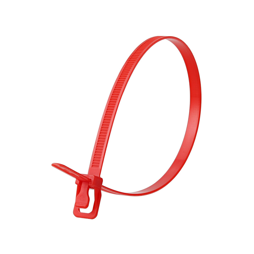 Retyz Worktie 14 Inch Red Releasable Reusable One-Handed Tool-Free Patented Cable Tie And Zip Tie Solution - 100 Pack 845425031815
