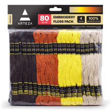 A?a de broderie Arteza 80 de ?evi de a?a de broderie 20 x maro nchis, galben natural ?i portocaliu ars, 100% bumbac mercerizat, bra?ara de priet