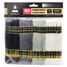 Arteza Broderi Thread 80 Skeins of Embroidery Floss 20 Hver af sort hvid m?rkegr? og lysegr? 100% merceriseret bomuldsvenskab Armb?nd Streng Cros