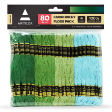 Pachet de a?a de brodat Arteza 80 de ?evi de a?a de broderie 20 x spuma de mare nchisa deschisa ?i verde mediu 100% bumbac mercerizat bra?ara pr