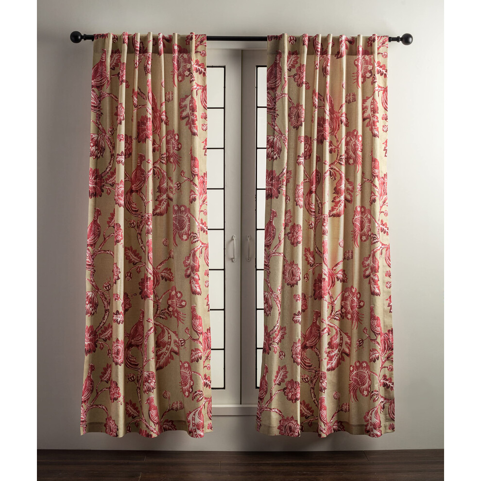 Rideau 100 % coton Maison d'Hermine Bowral, deux panneaux pour salons, chambres, bureaux, avec passe-tringle et boucle pour une suspension facile