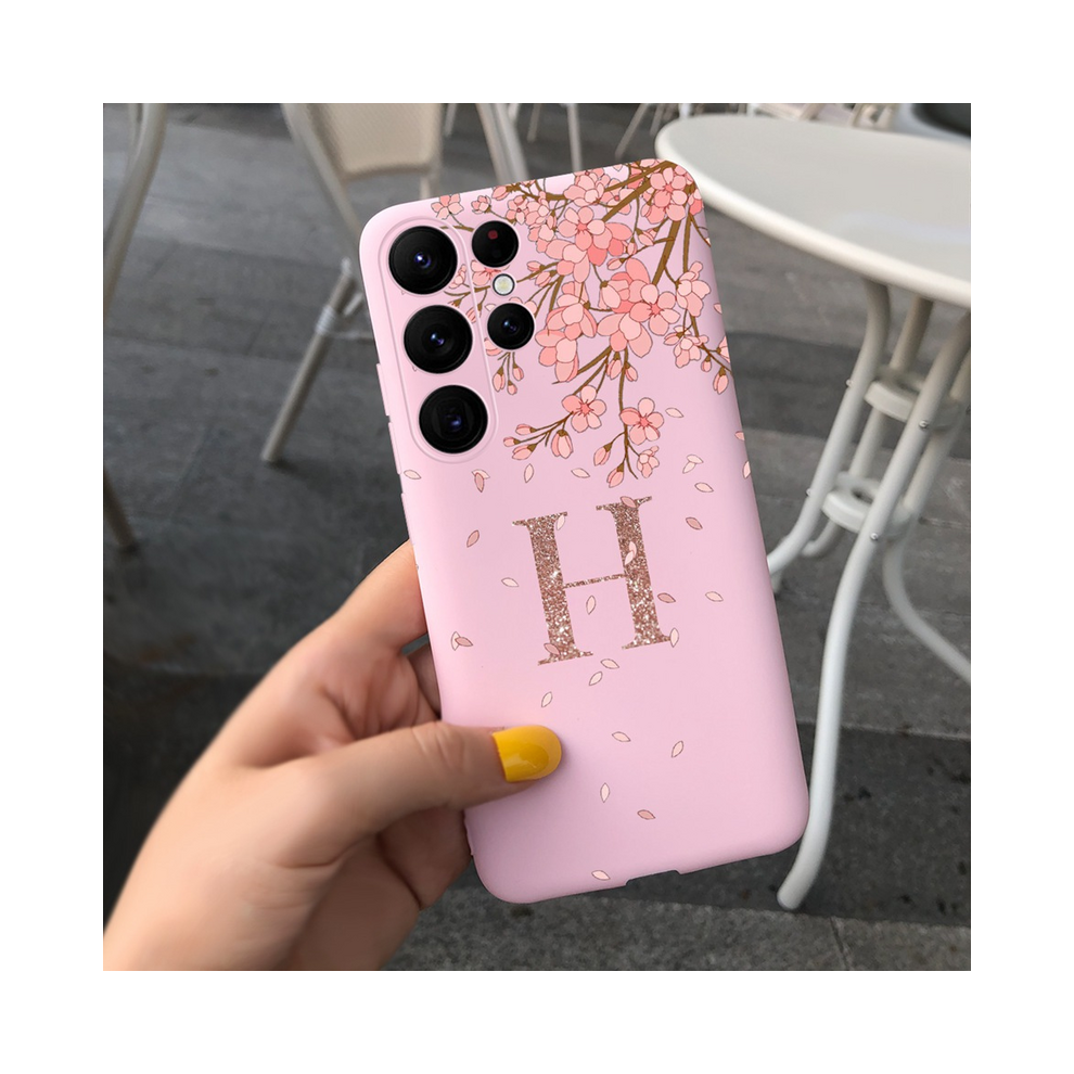 (Champagne, S23 Plus) Fashion 26 Initial Letter Case For Samsung Galaxy 931288334726