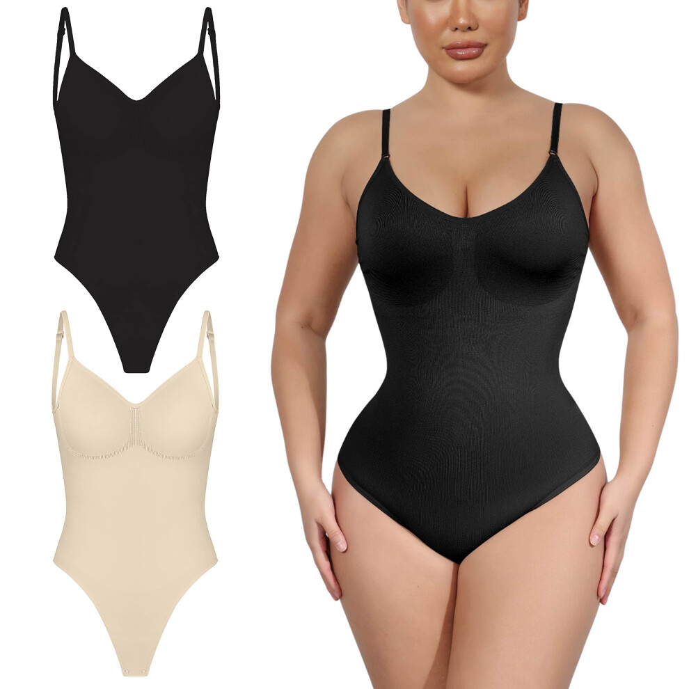 Body sans couture pour femme, gainant le ventre, lot de 2, sculptant le corps, string, hauts gainants