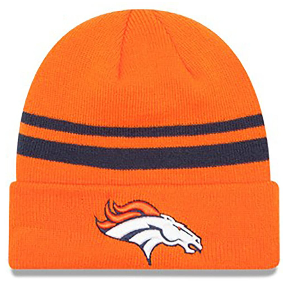 New Era Unisex - Adulto Nfl Ufficiale Sport Knit Classico Berretto A Righe Maglia Fredda Cappello, Denver Broncos Arancione, Taglia Unica-image