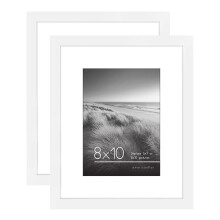 Americanflat 8x10 Picture Frame in White 2 Pack - Use as 5x7 Picture Frame with Mat - Includes Sawtooth Hanging Hardware For Horizontal or Vertical D