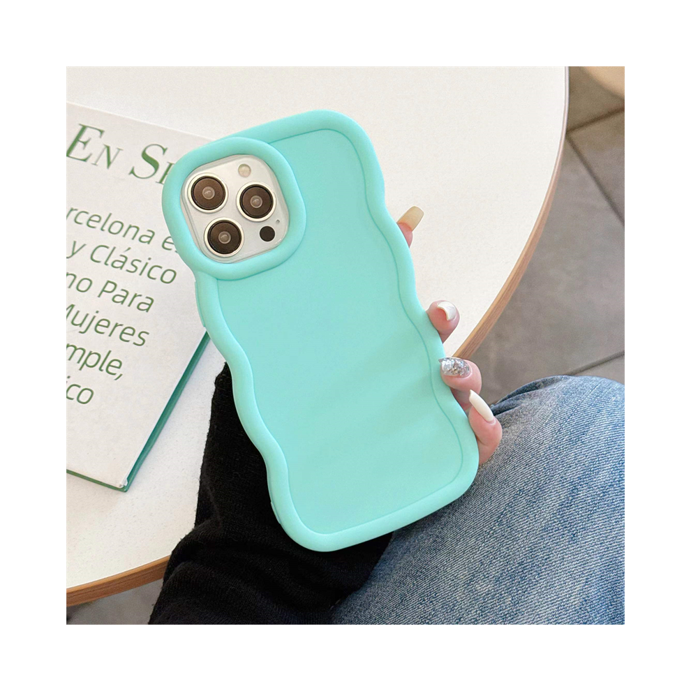 (Cyan Galaxy A32 4G) Wave Side Liquid Silicone Phone Case For Samsung G Blue 931288355479