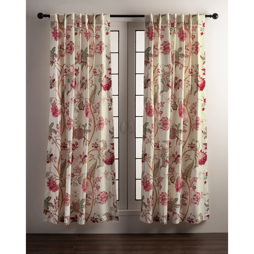 Rideaux Maison d'Hermine 100 % coton, deux panneaux, faciles    suspendre avec passe-tringle et boucle, pour les bureaux et les salons de style ferme,