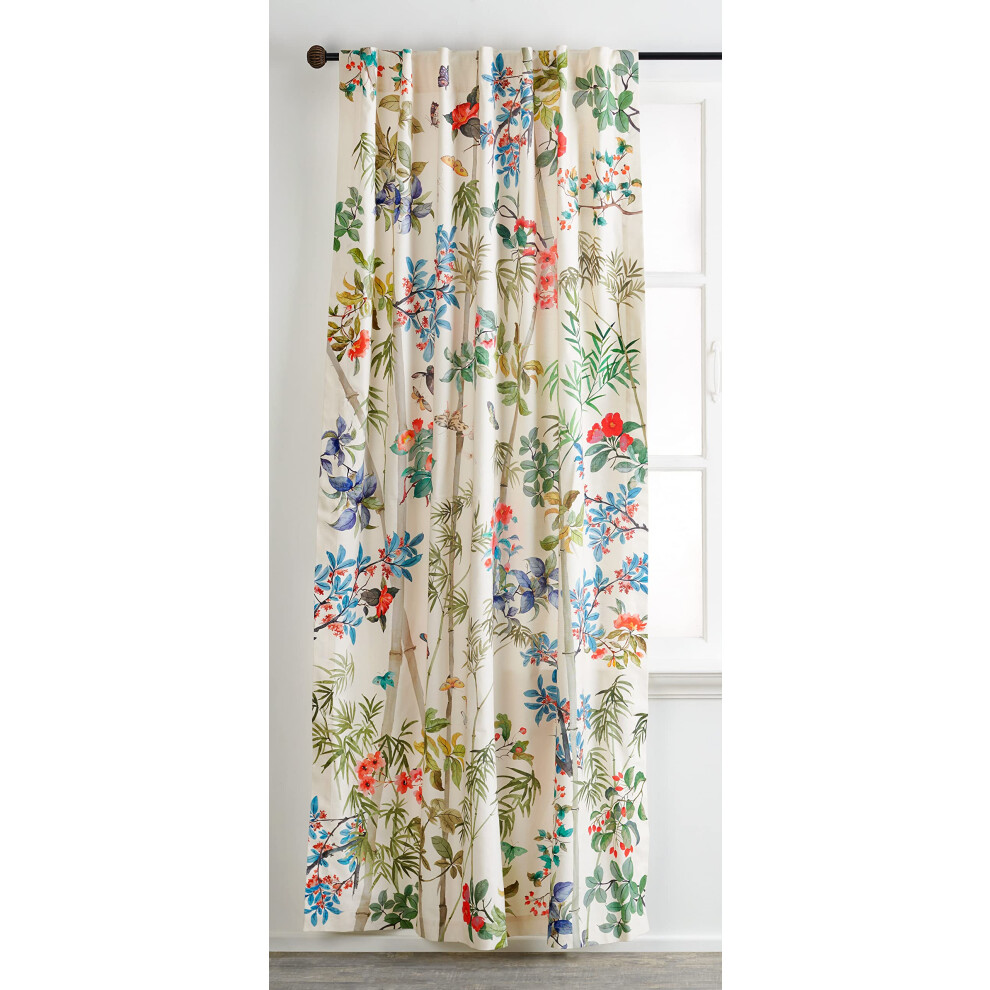 Rideau 100 % coton Maison d'Hermine, en bambou jaune,     un panneau, pour salon, chambre     coucher, bureau, avec passe-tringle et boucle pour une