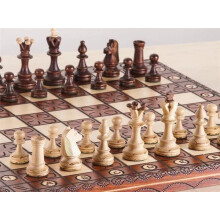 Prachtig Handgemaakt Houten Schaakset met Houten Bord en Handgemaakte Schaakstukken - Cadeau-idee (16" (40 cm) ORN)