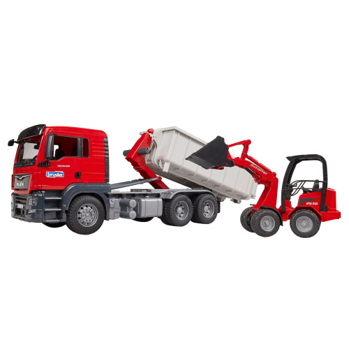 Bruder F??t??? Bruder 03767 Man TGS    e Roll Off Container ?a? Schffer Compact Loader 2630 2