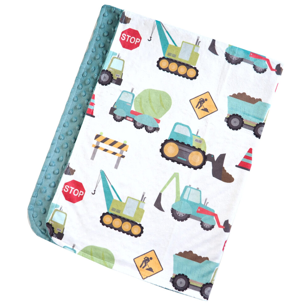Honey Lemonade - Couverture en peluche douce et l   g   re en Minky Dot pour nouveau-n    et enfant 30 x 40 cm, motif camions de chantier